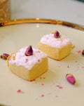 Piece of rose cake keychain